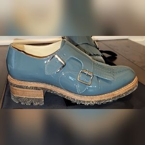 SALE! Office of Angela Scott Ms Françoise Double Monk Strap on Teal